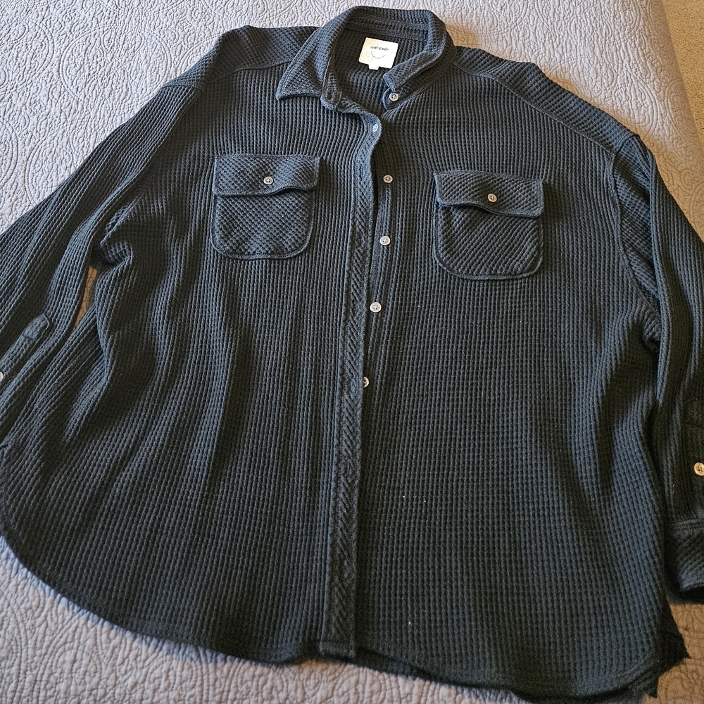 Aerie Black Waffle Knit Jacket